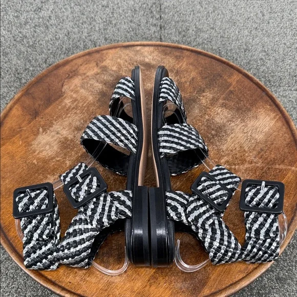 Donald J Pliner Sandals Wm 7.5 M Stylish Black Silver Braided Leather Gladiator - Picture 7 of 11